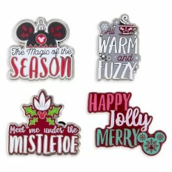 Disney Holiday Pin Set - Mickey Mouse Icon Quotes - Set Of 4