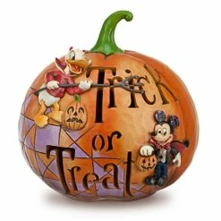 Disney Jim Shore Figurine - Mickey Mouse And Donald Pumpkin - Light Up