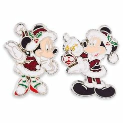 Disney Christmas Pin Set - Santa Mickey And Minnie Mouse