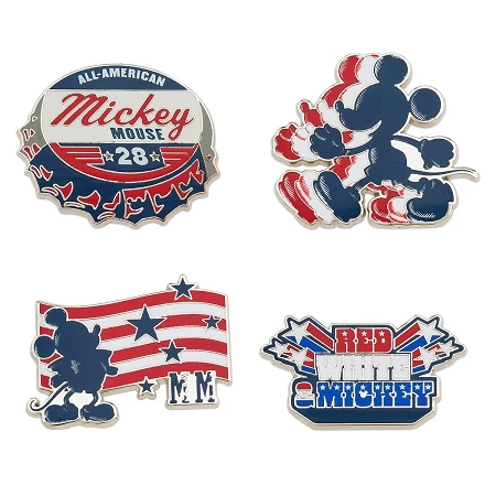 Disney Americana Pin Set - Mickey Mouse Flair Set - Set Of 4 3 Disney Americana Pin Set - Mickey Mouse Flair Set - Set Of 4