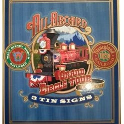 Disney Sign Set - All Aboard Railroad Train Tin Signs
