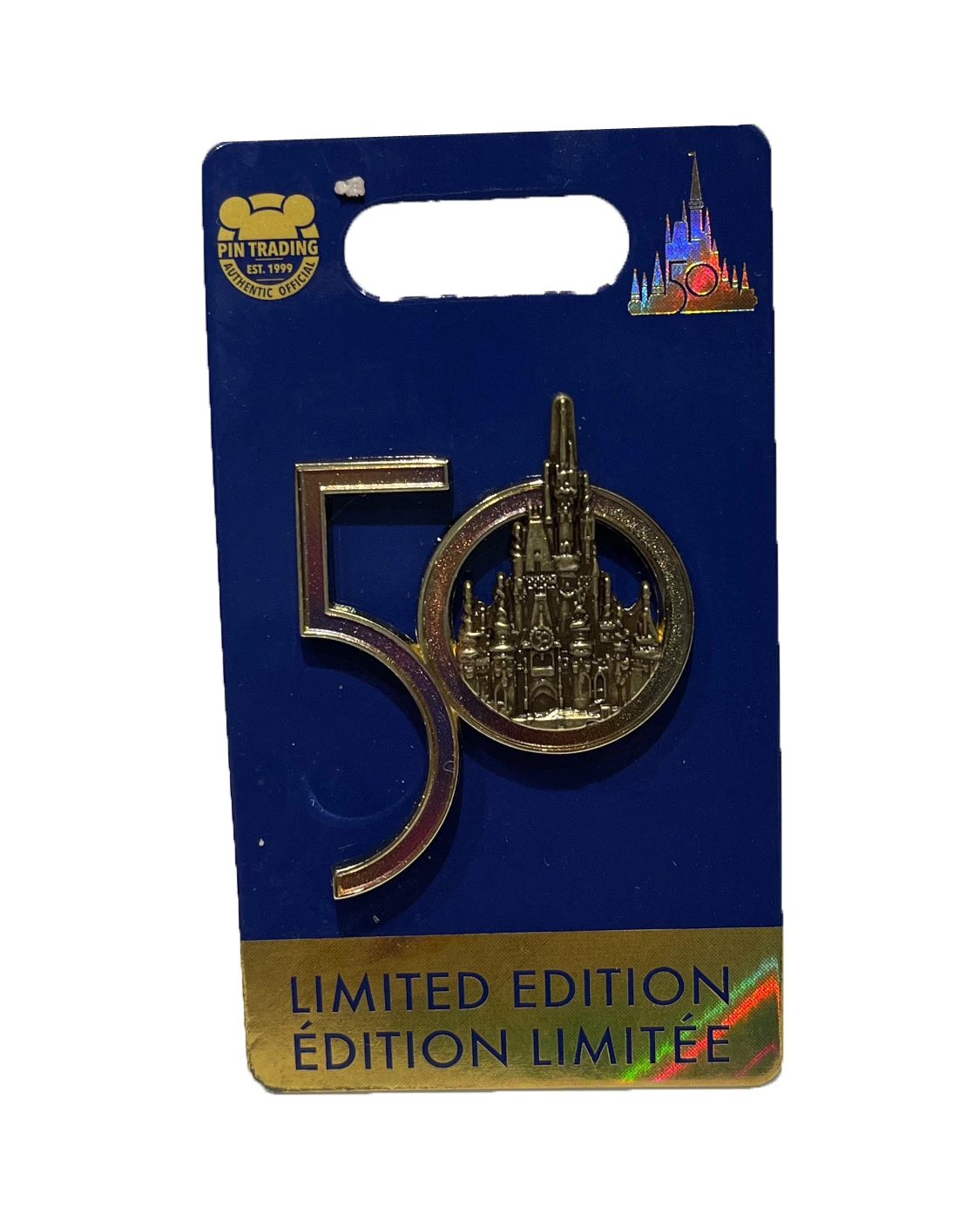 Disney 50th Anniversary Pin - 50th Logo With Cinderella Castle 3 Disney 50th Anniversary Pin - 50th Logo With Cinderella Castle